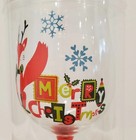 Merry Christmas happy Holiday Wine Glass  9  Tall X 2  W 
