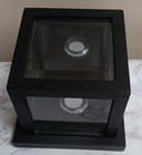 Deluxe Baseball Ball Display Case Clear Cube Baseball Holder Black Wooden Mirror
