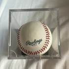 Rawlings Official Mlb Game Baseball 9in Leather Hand-stitched In Display Cube