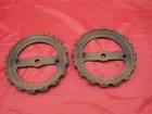 2 Vintage John Deere Cast Iron Planter Seed Plates   Y2637 Steampunk Decor