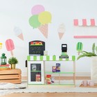 Teamson Kids Cashier Market Stand Cash Shopping Pretend Play Set   Green white