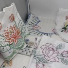 Lot Of 13 Embroidered Crocheted Flowers Table Runners Dresser Linens Vintage Guc