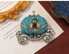 Vintage Style Halloween Blue Fattonny Pumpkin Woman Brooch Pin Rhinestone