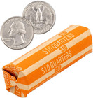 100 Quarter Coin Wrappers Orange Flat Striped Paper Tubes Bank Coin Rolls 25c