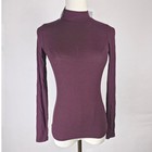 Cotton On Top Womens Xs Cherry Brown Staple Ribbed Mock Neck Long Sleeve Blouse
