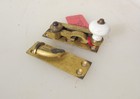 Victorian Brass Sash Window Latch Lock Fastener Catch Old Antique Ceramic Handle