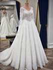 Lace Wedding Dress Long Sleeves V Neck White Elegant A Line Bridal Ball Gowns