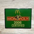 Official 2006 Hasbro Mcdonald s Monopoly Certified Game Event Lapel Hat Vest Pin
