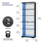 Glass Display Cabinet With Rgb Led Lights  5-tier Curio Cabinet  Human Sensor