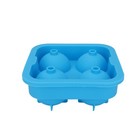 Blue 4-grids Ice Ball Maker Round Sphere Tray Mold Whiskey Cocktails Silicone