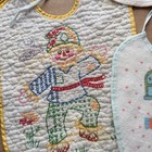 Vintage Baby Bibs Quilted Cloth Hand  Embroidered Lot Child Country Cottage