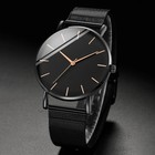 Men s Watch Black Stainless Steel Mesh Band Analog Quartz Round Dial Wristwatch