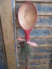Antique Wood Spoon Red Milk Paint Christmas Pine