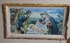 Vintage Framed Holy Print Of Mary  joseph And Baby Jesus 32 x 18 