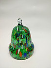 Murano Art Glass Green Bell Shaped Ornament Millefiori Italy Label 3-3 4  Tall