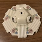 Porcelain Art Deco Flush Mount Ceiling Light Fixture 3 Bulb Floral Ribbed Vtg