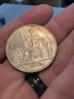 1909 French Indo China Currency Piastre De Commerce Silver Coin Rainbow Toned