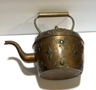 Copper Teapot Kettle With Floral Decorations Rustic Distressed Middle Eastern