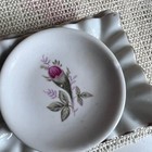 Vintage Miniature Porcelain Tea Set Pink Rose Gold Trim Cups Saucers Creamer