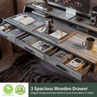 Electric Adjustable Standing Desk With Drawers Monitor Shelf 55x26 Rustic Grey