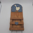 Vintage 1980s Wooden Mail Key Holder Country Goose Heart Wall Hanging Organizer 