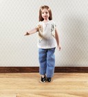 Dollhouse Modern Woman Doll Mom In Jeans Porcelain Poseable 1 12 Scale