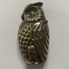 Antique Victorian Figural Standing Owl Glass Eyes Vesta Match Case Safe Nickel