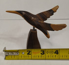 Vtg Hummingbird 3  Tall Artisan Made Multi Tone Bird Mcm Hand Carved Wood