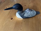 Hand-carved And Hand-painted Wooden Loon With A Chick On Its Back
