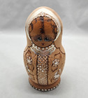 Vtg Russian Burned Wood Hand Painted Matryoshka Nesting Dolls Set Of 4 Floral