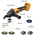 Cordless 4-1 2  To 5  Angle Grinder Brushless For Dewalt 20v Max Battery 3-speed