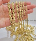 Real Solid 10k Gold Rope Chain Necklace 4mm-10mm Diamond Cut 18 -30  For Pendant