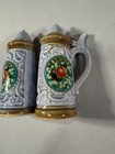 Vintage Georgia Beer Stein Salt Pepper Shakers Ceramic Souvenir Set Blue