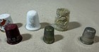 Vintage Thimbles Porcelain Metal Carved Stone Sewing Collection Assorted 11 Pcs
