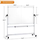 Viz-pro Double-sided Mobile Whiteboard 72 X 40 In Magnetic Rolling Dry Erase Boa