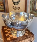 Vintage Wm  A  Rogers Silverplate Pedestal Bowl Grapevine Scalloped Rim Stamped 