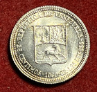 Venezuela 25 Centimos 1960 Silver Coin Y 35a T7825