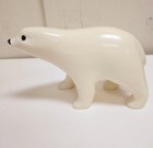 Vintage Sculpture Carved Polar Bears Mother   Cub Figurines Mcm Artist Signed  