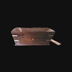 Rare Vtg French Inspired Floral Inlay Hinged Casket Top Wood Box Jewelry Estate