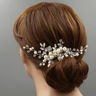 Bridal Hair Comb Crystal White Pearl Headpiece Wedding Accessories 03309 Silver