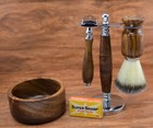 Clean Shave Kit Barber Shop Shaving Set With Stainless Steel And Wooden Handle A