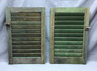 Pair Antique Small Window Wood Louvered Shabby Shutters 16x24 Vtg Old 396-26b