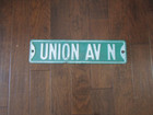 Vintage Metal Street Road Sign Union Av N Heavy Gauge Embossed White Letters