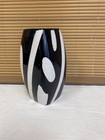 Vintage Black And White Ceramic Vase  6  Tall X 3 3  Wide