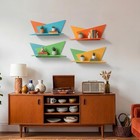 Mid-century Modern Wall Set Of 4 Colorful Floating Display Shelves Retro Styl   