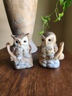 Pair Of Owl Figurines Vintage Ceramic Owls Nesting In The Branches 3 