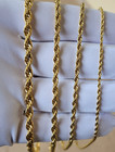 Stainless Steel Gold Plated Rope Chain 2-5mm Size 16-24in Hiphop Jewelry Unisex