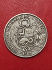 1868 Yb Peru Un Sol Silver Coin 90  25g 22 5g Asw