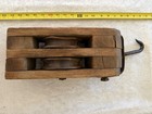 Vintage Maritime Double-sheave Pulley Block Wood Iron W  Hook