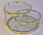 Vintage Post Modern Milo Baughman Dia Tri-level Gold And Glass Coffee Table 1984